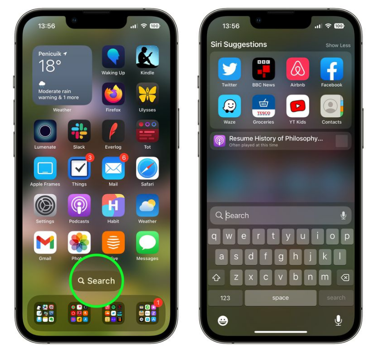 河北苹果手机维修分享升级到 iOS 16 后，如何删除主屏幕上的搜索按钮 