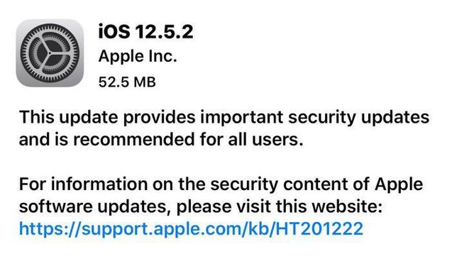 河北苹果手机维修分享iOS12.5.2发布，建议所有老苹果用户安装 